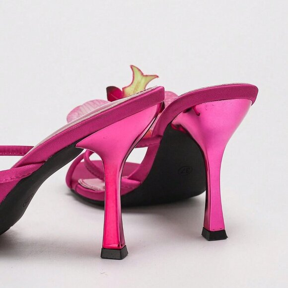 Hot Pink Sexy Women's Metallic High Heel Stiletto Sandals - Picture 3 of 9